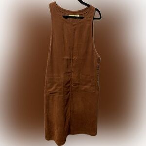 St. John’s Bay Vintage Long Overall Boho Dress Brown Pockets Soft
